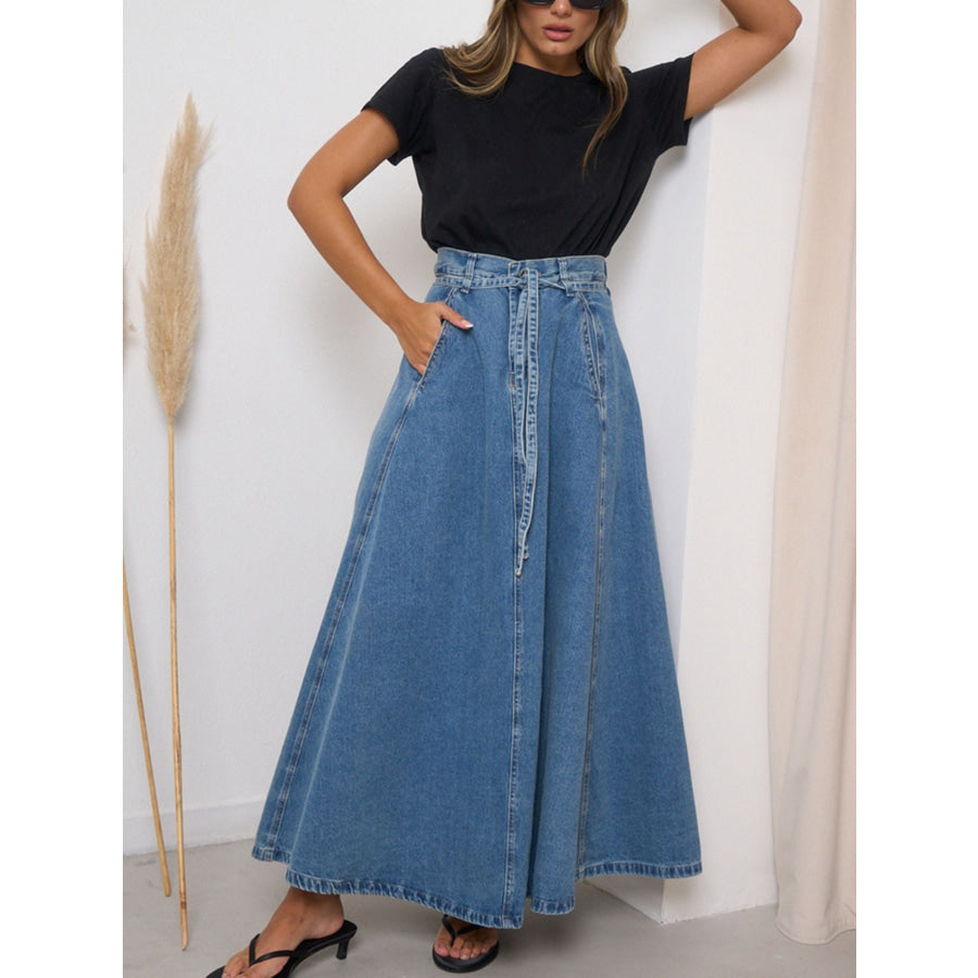 High-Waisted Denim Skirt Apparel and Accessories
