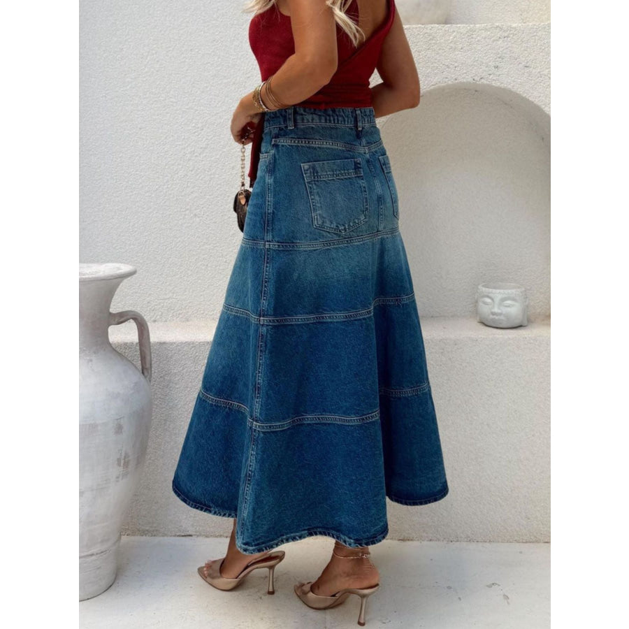 High-Waisted Denim Skirt Apparel and Accessories
