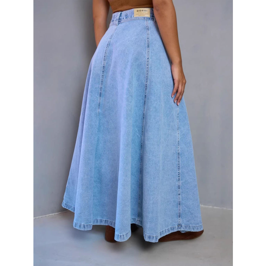 High-Waisted Denim Skirt Apparel and Accessories