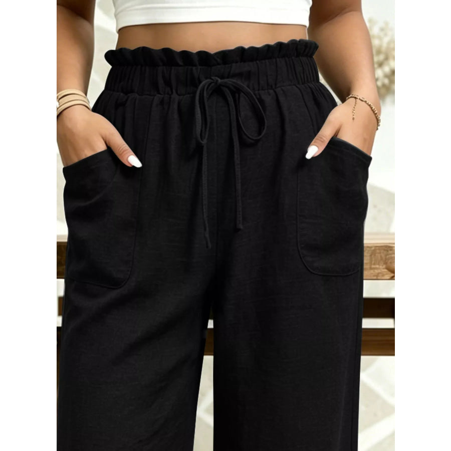 High-Waisted Drawstring Capris Apparel and Accessories