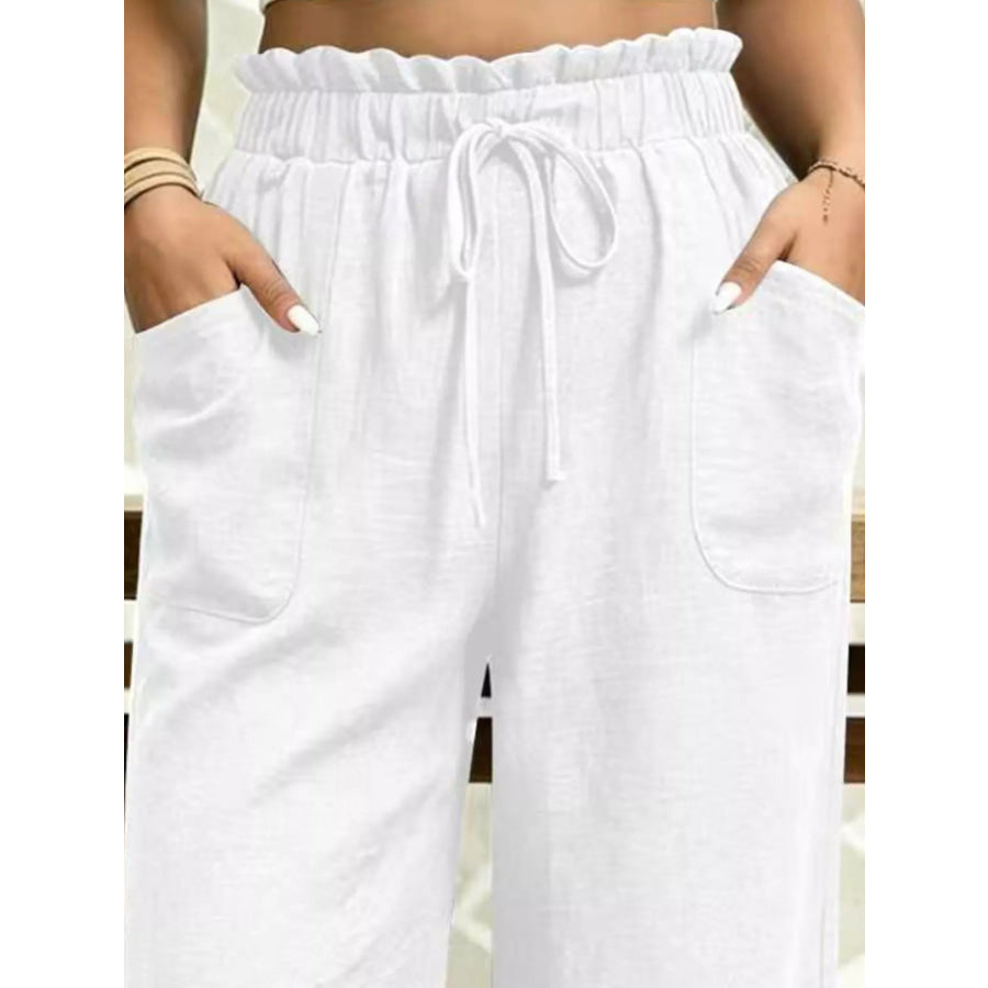 High-Waisted Drawstring Capris Apparel and Accessories