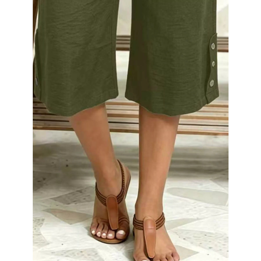 High-Waisted Drawstring Capris Apparel and Accessories