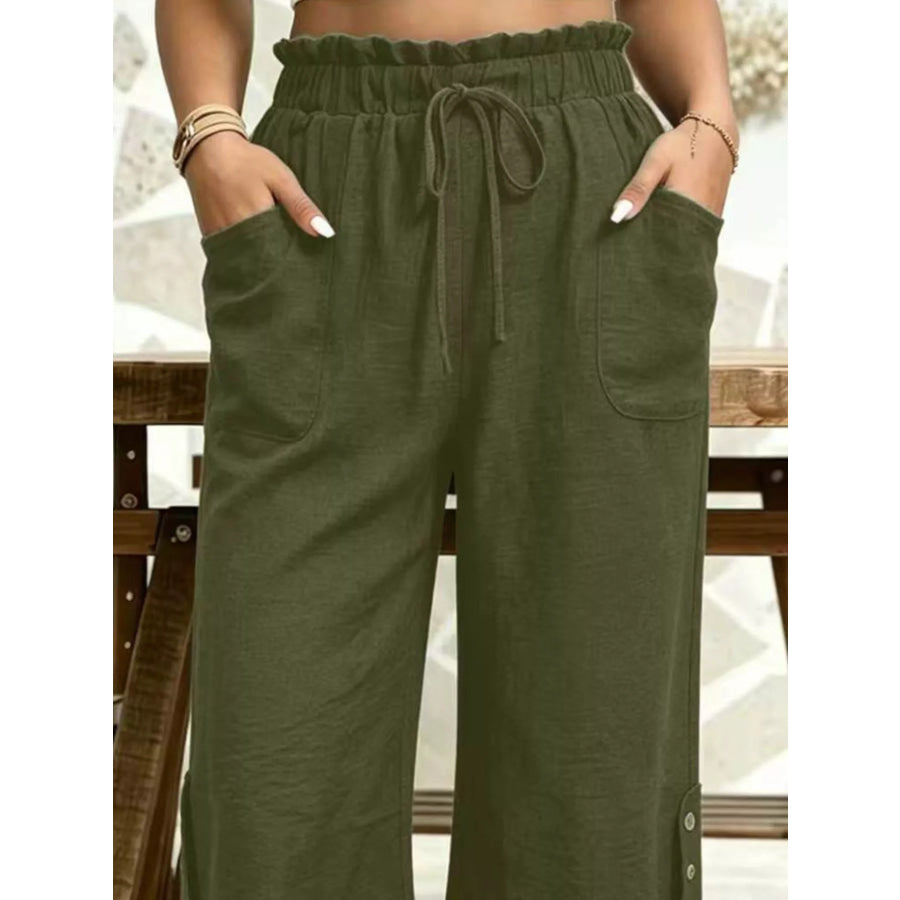 High-Waisted Drawstring Capris Apparel and Accessories