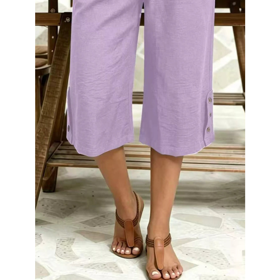 High-Waisted Drawstring Capris Apparel and Accessories
