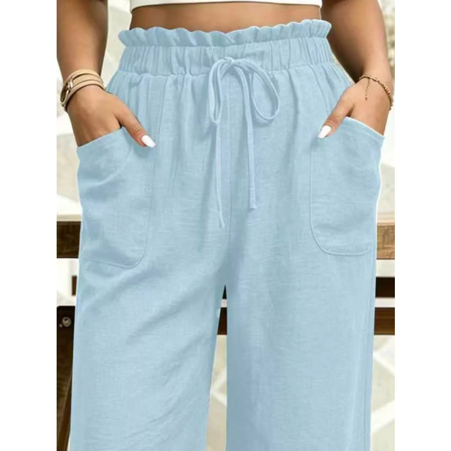 High-Waisted Drawstring Capris Apparel and Accessories