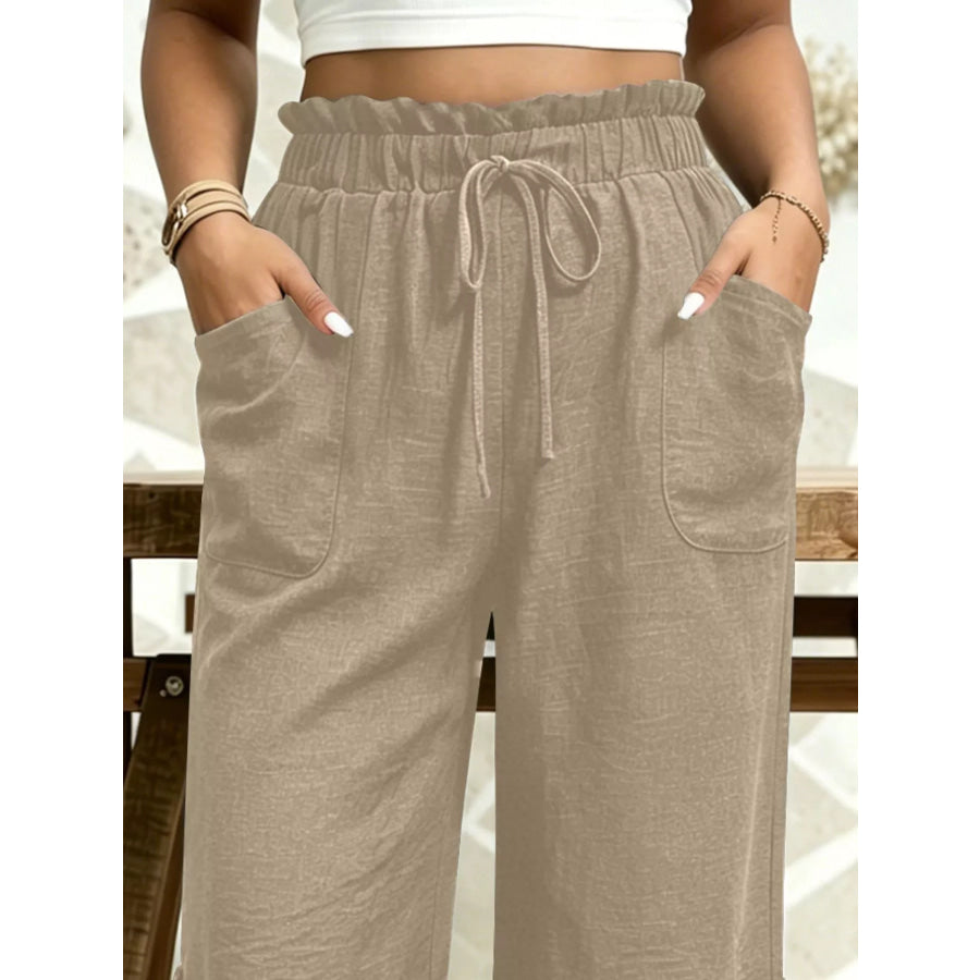 High-Waisted Drawstring Capris Apparel and Accessories