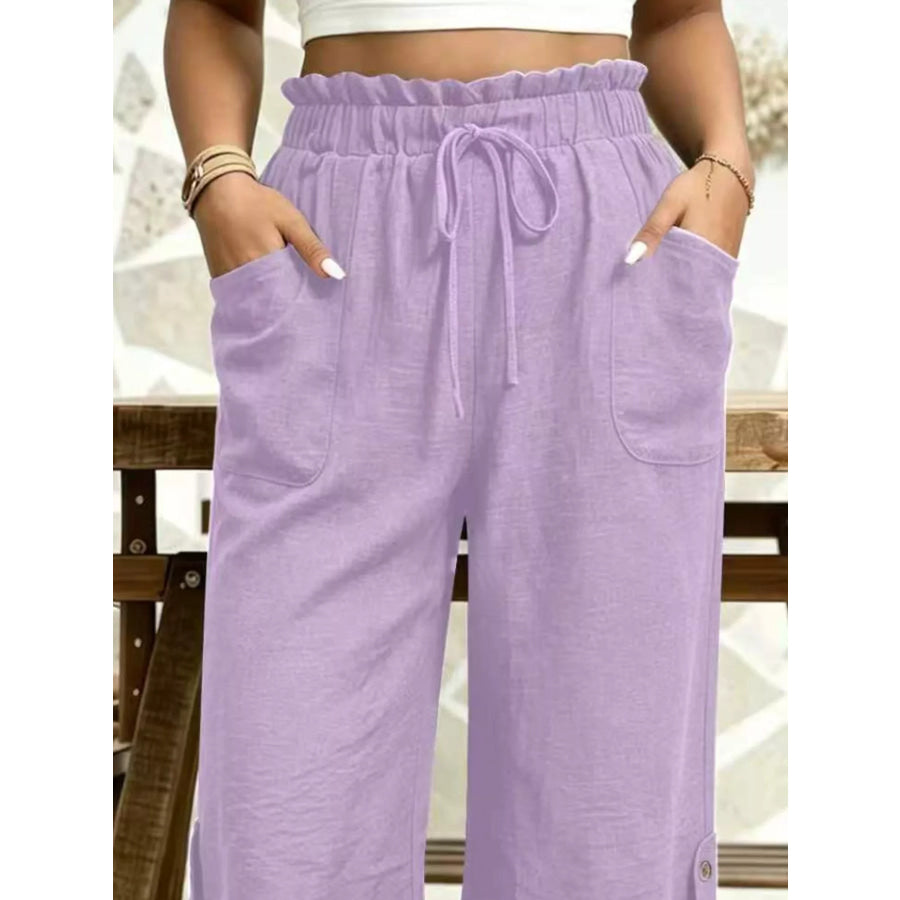 High-Waisted Drawstring Capris Apparel and Accessories