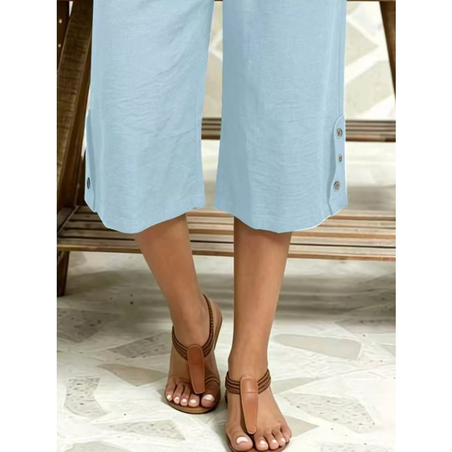 High-Waisted Drawstring Capris Apparel and Accessories