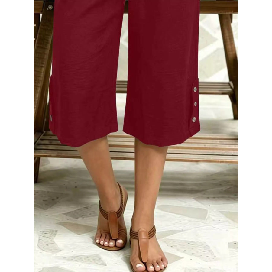 High-Waisted Drawstring Capris Apparel and Accessories
