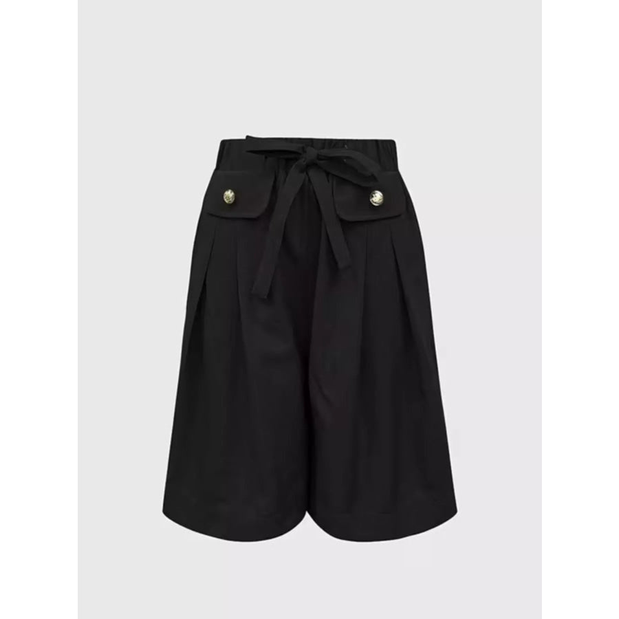 High-Waisted Drawstring Shorts Apparel and Accessories