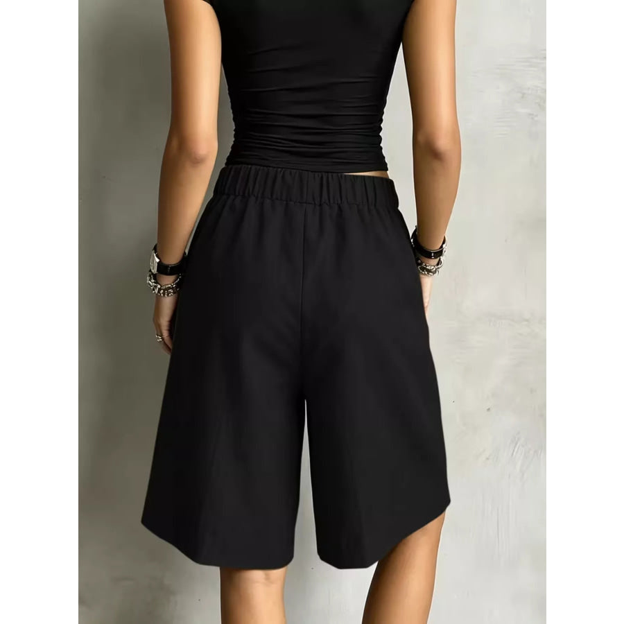 High-Waisted Drawstring Shorts Apparel and Accessories