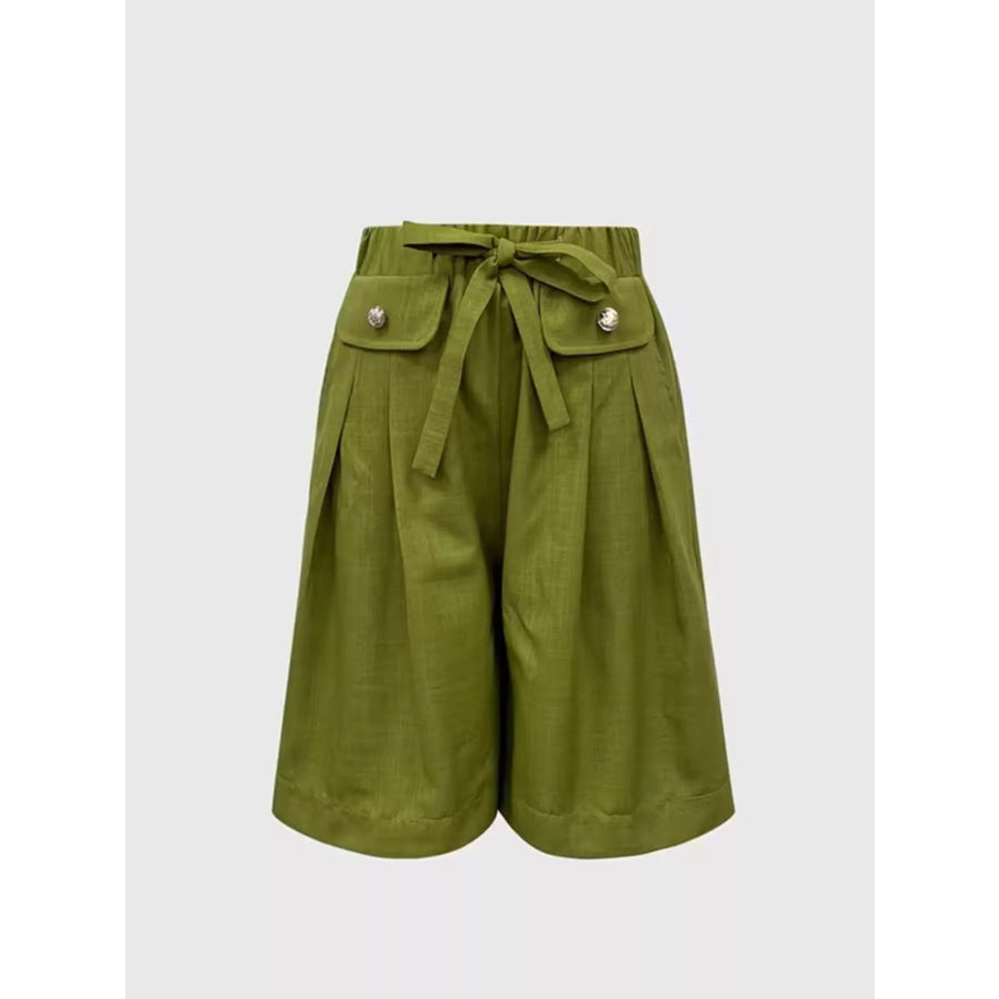 High-Waisted Drawstring Shorts Apparel and Accessories
