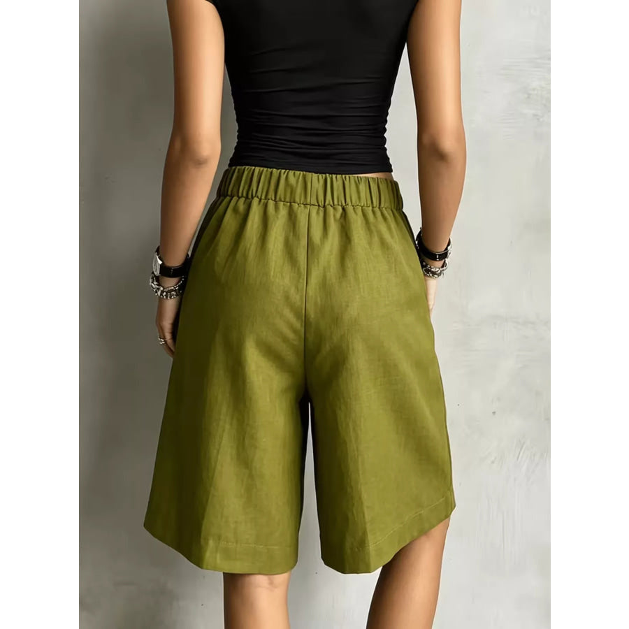 High-Waisted Drawstring Shorts Apparel and Accessories