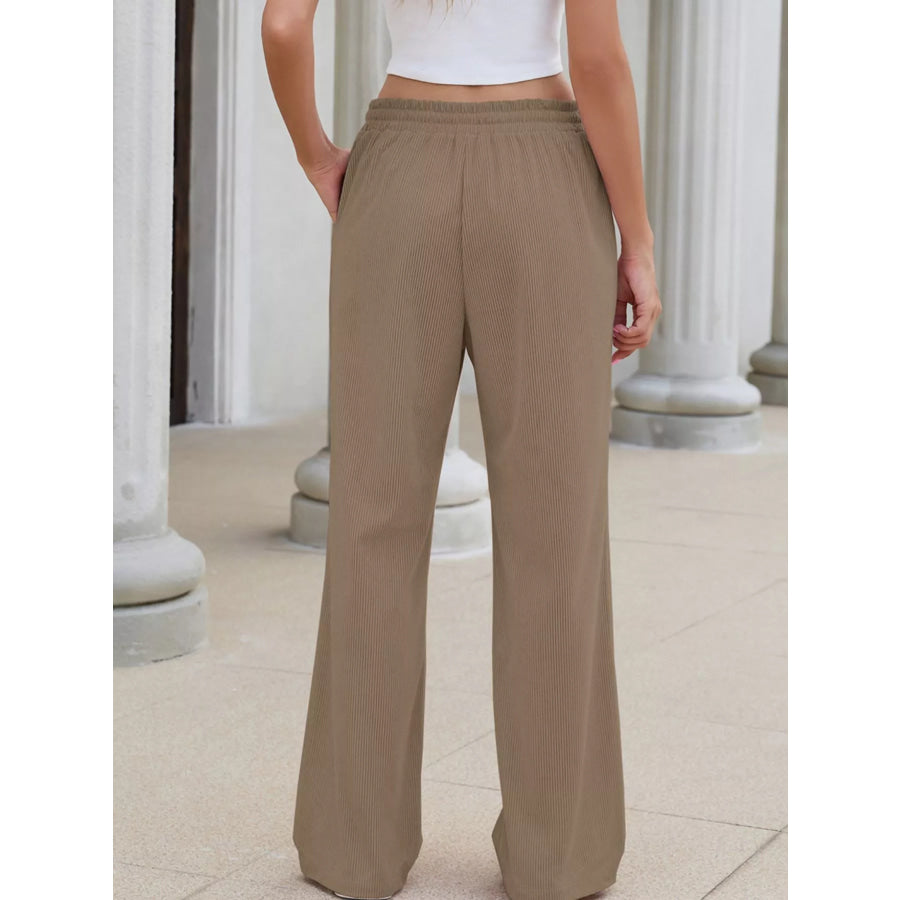 High-Waisted Drawstring Wide-Leg Casual Pants Apparel and Accessories