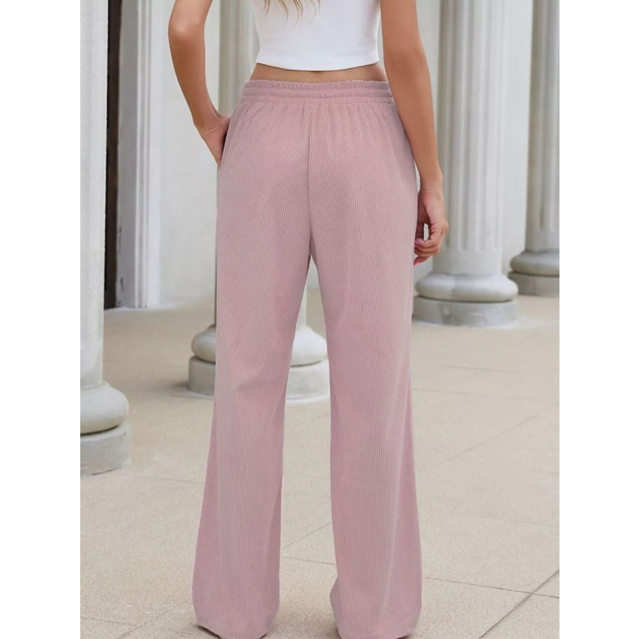 High-Waisted Drawstring Wide-Leg Casual Pants Apparel and Accessories