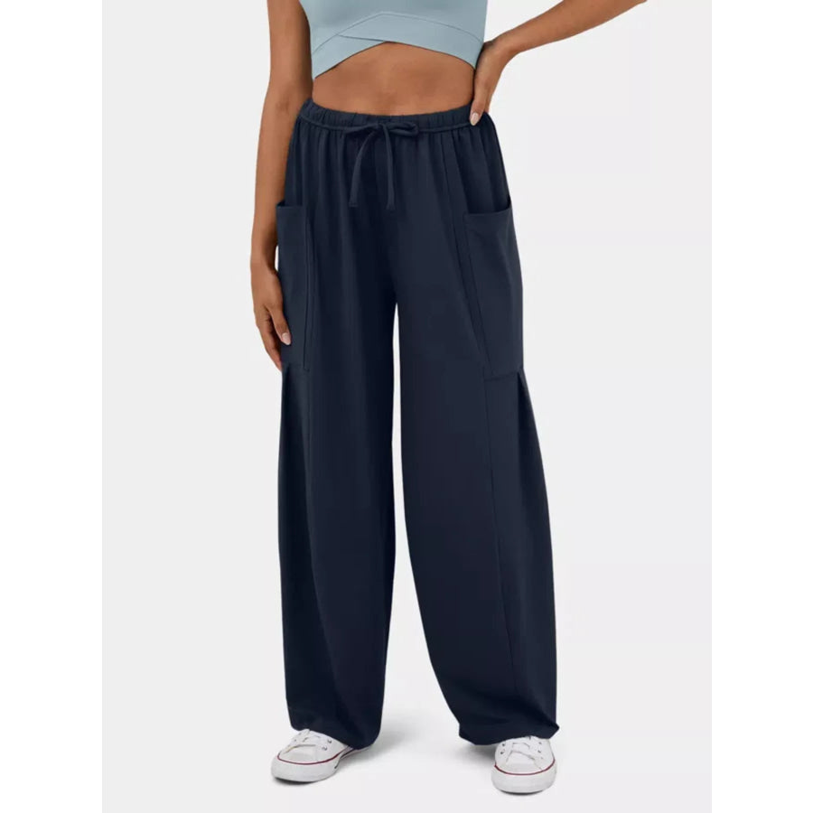 High-Waisted Drawstring Wide-Leg Pants Apparel and Accessories