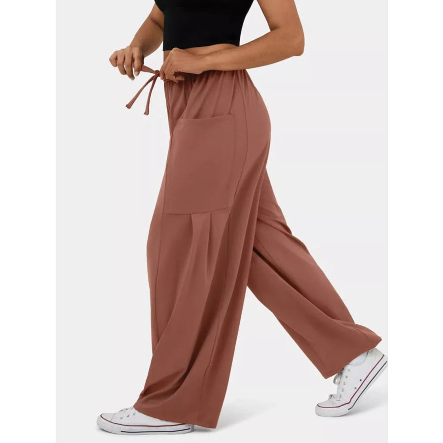 High-Waisted Drawstring Wide-Leg Pants Apparel and Accessories