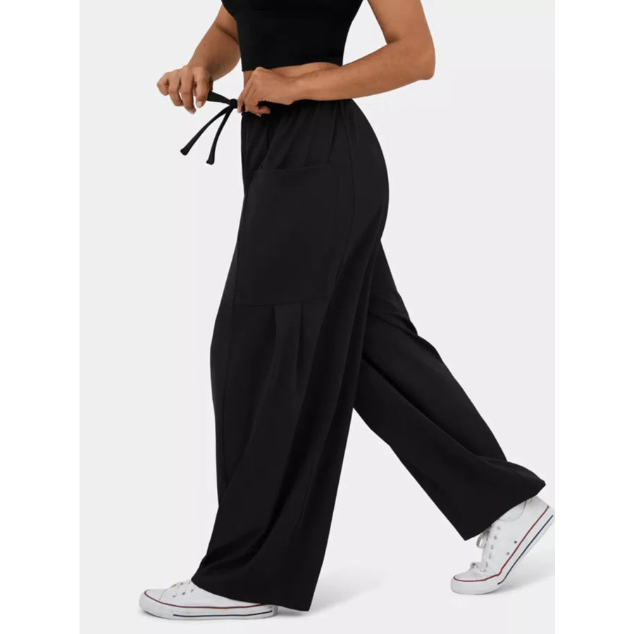 High-Waisted Drawstring Wide-Leg Pants Apparel and Accessories