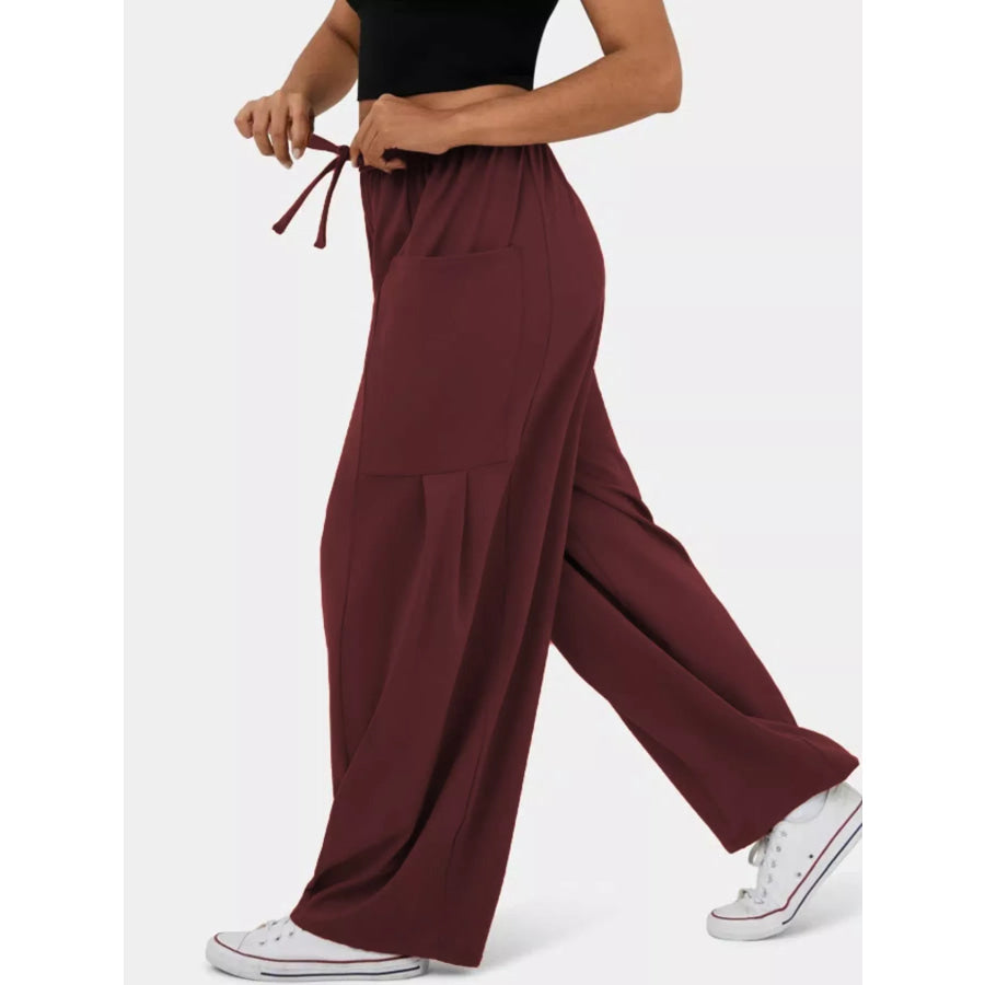 High-Waisted Drawstring Wide-Leg Pants Apparel and Accessories