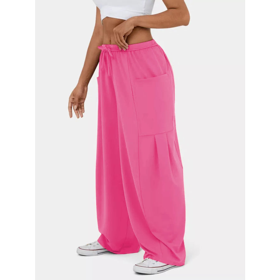 High-Waisted Drawstring Wide-Leg Pants Apparel and Accessories
