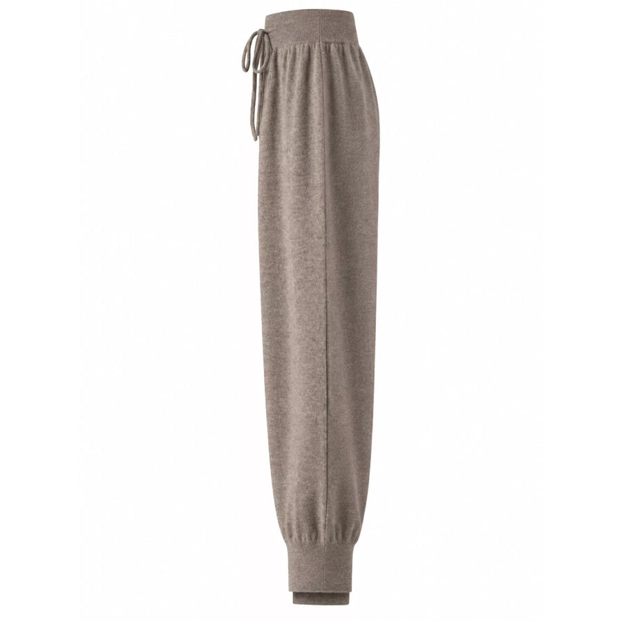 High-Waisted Drawstring Wool Sweater Pants Apparel and Accessories