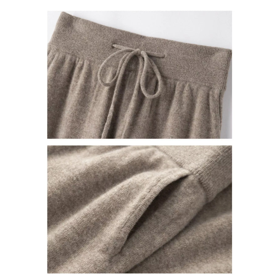 High-Waisted Drawstring Wool Sweater Pants Apparel and Accessories