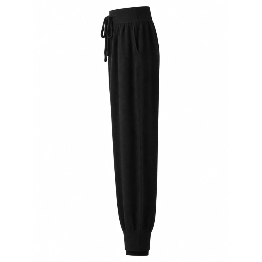 High-Waisted Drawstring Wool Sweater Pants Apparel and Accessories