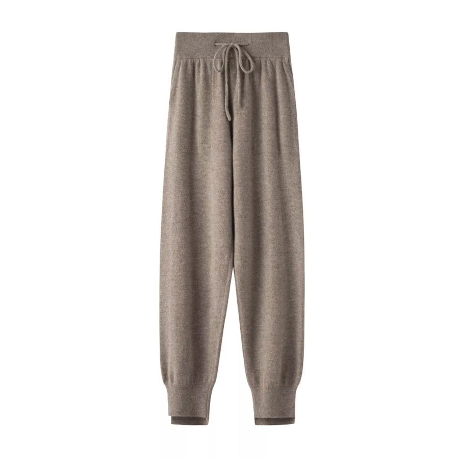 High-Waisted Drawstring Wool Sweater Pants Velvet Purple / S Apparel and Accessories