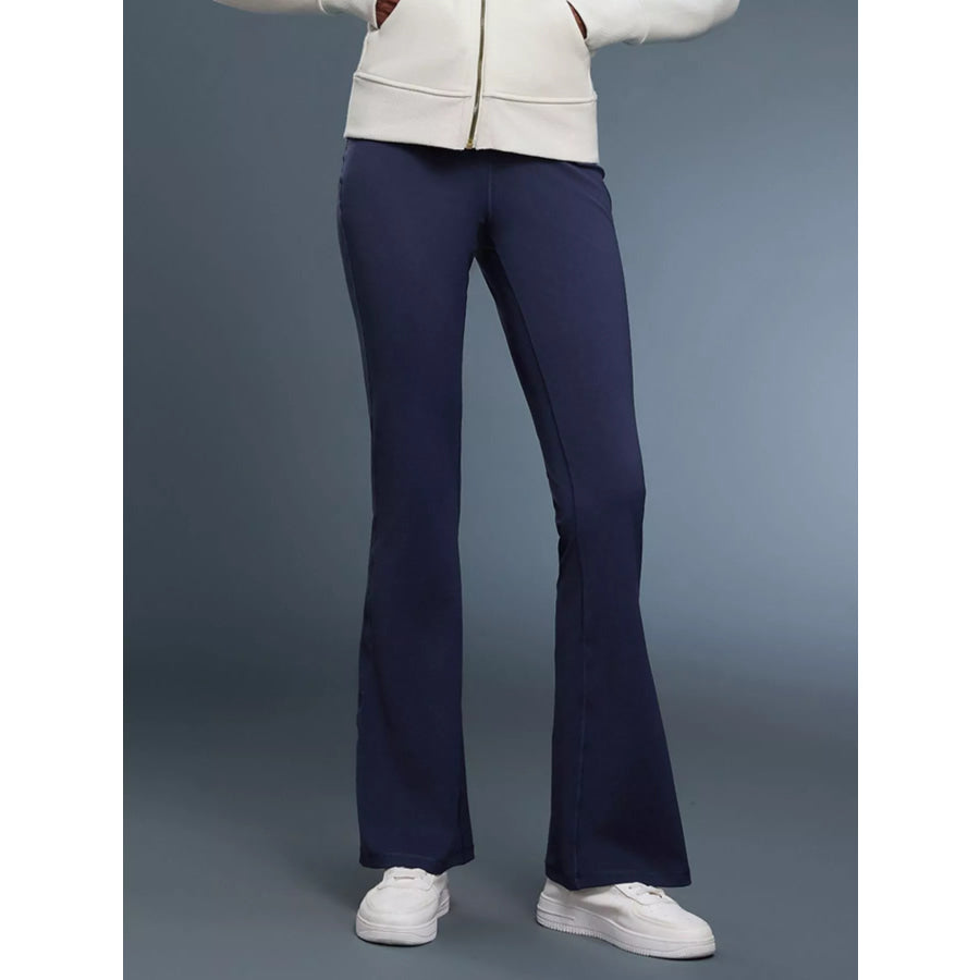 High-Waisted Flare Active Pants Dark Blue / 4 Apparel and Accessories