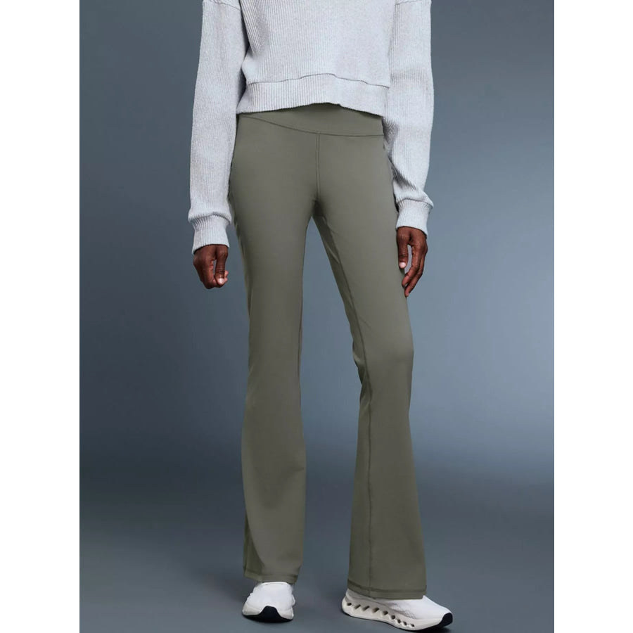 High-Waisted Flare Active Pants Sage / 4 Apparel and Accessories