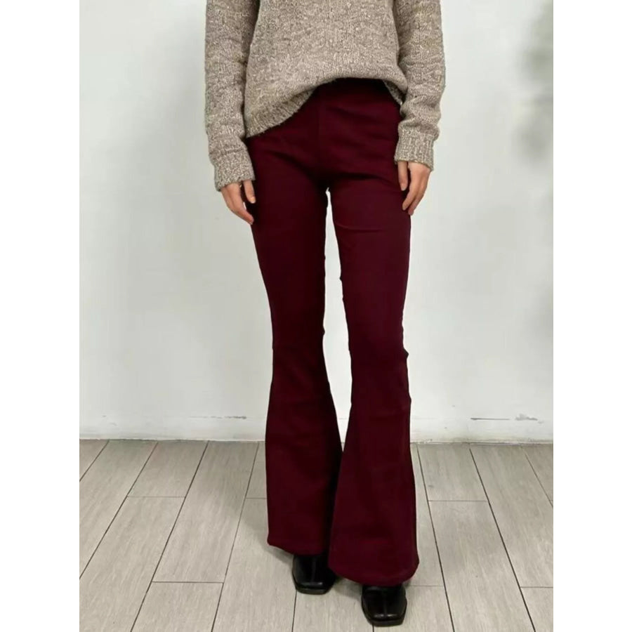 High-Waisted Flare Jeans Brown / S Apparel and Accessories