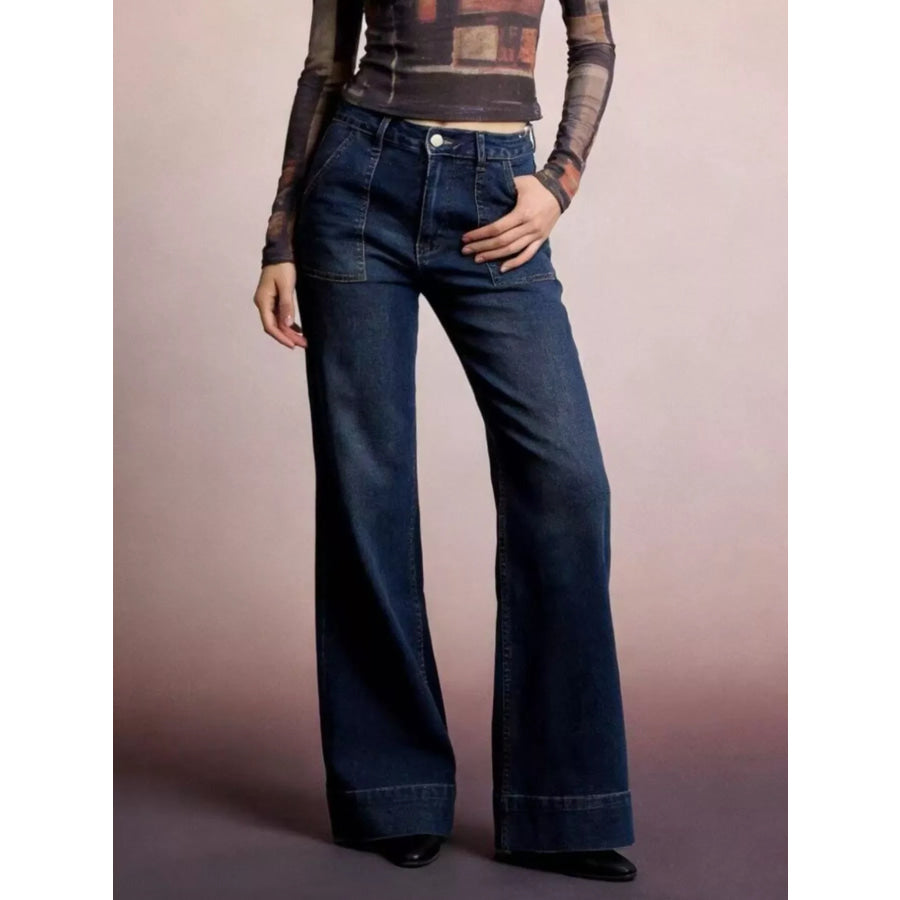 High-Waisted Flare Leg Jeans Apparel and Accessories