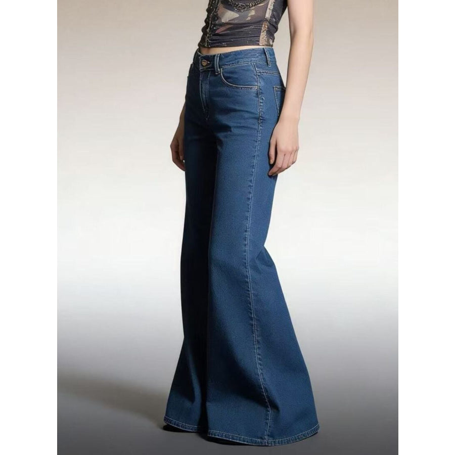 High-Waisted Flare Leg Jeans Apparel and Accessories