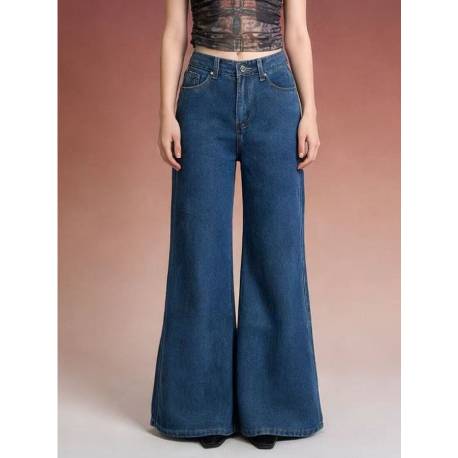 High-Waisted Flare Leg Jeans Apparel and Accessories