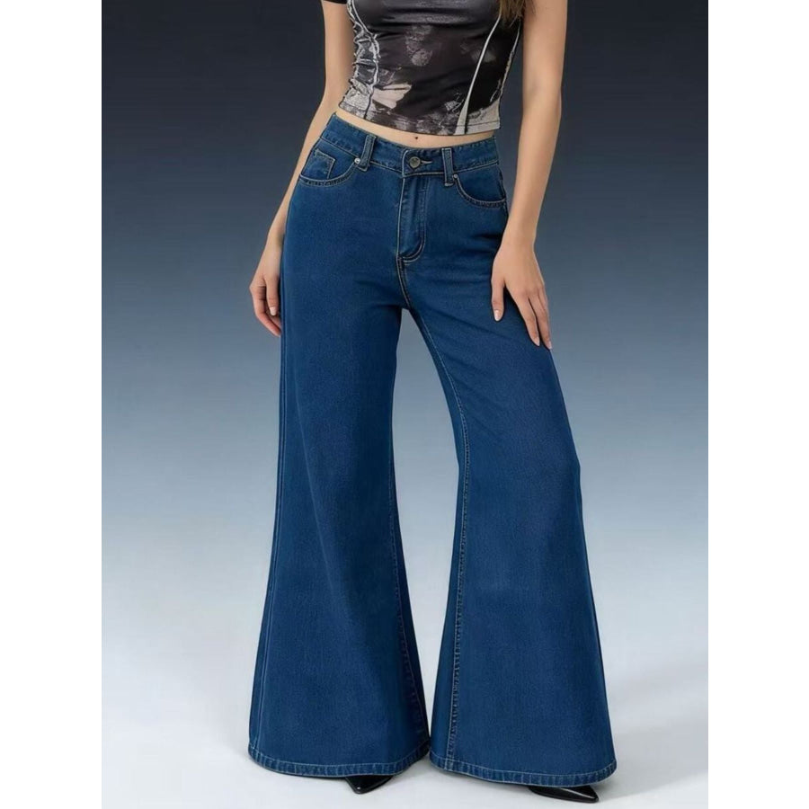 High-Waisted Flare Leg Jeans Apparel and Accessories