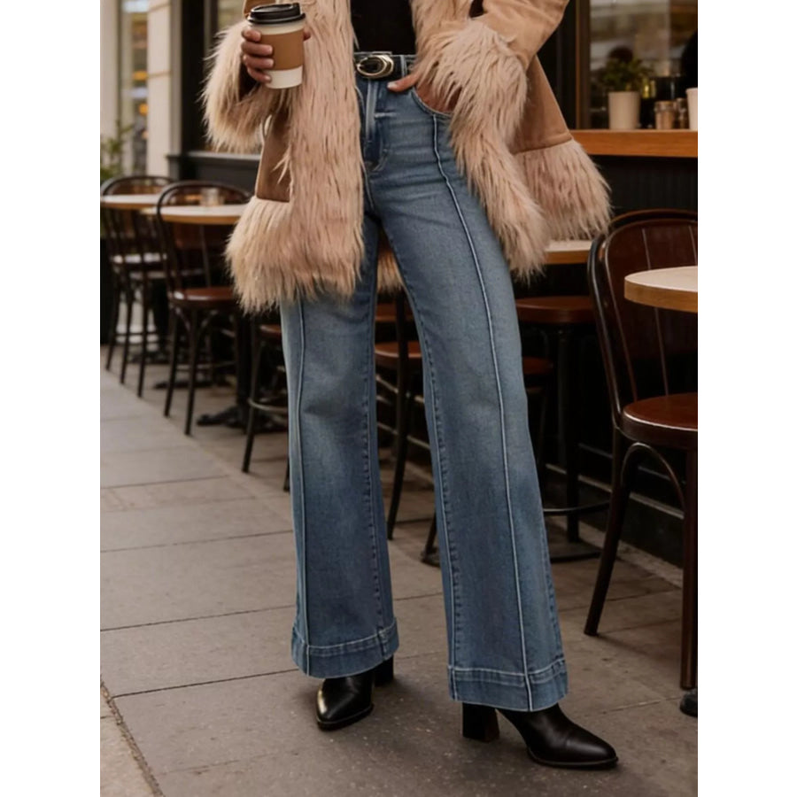 High-Waisted Flare Leg Jeans Apparel and Accessories