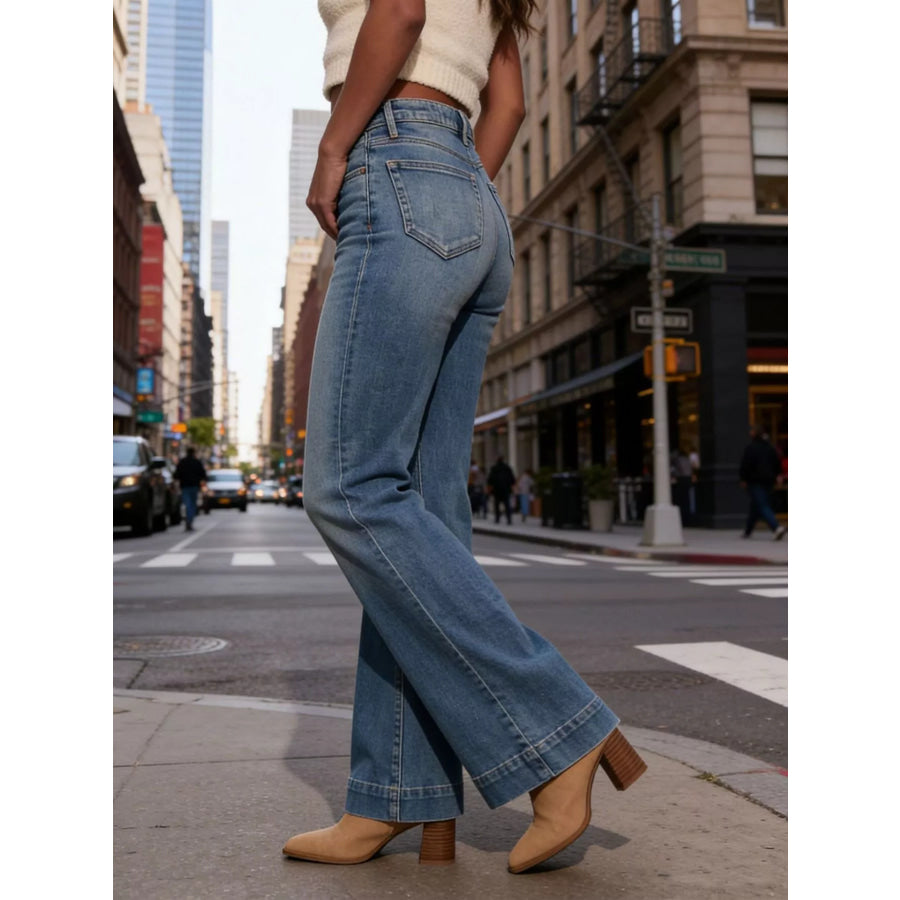 High-Waisted Flare Leg Jeans Apparel and Accessories