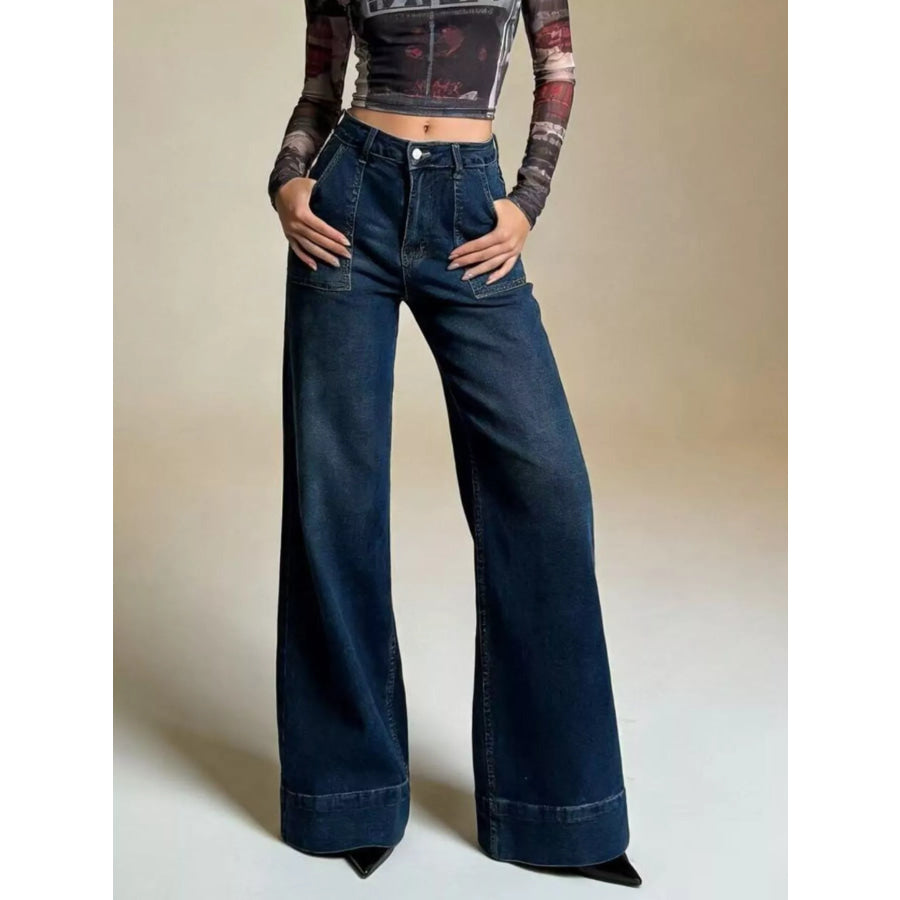High-Waisted Flare Leg Jeans Apparel and Accessories