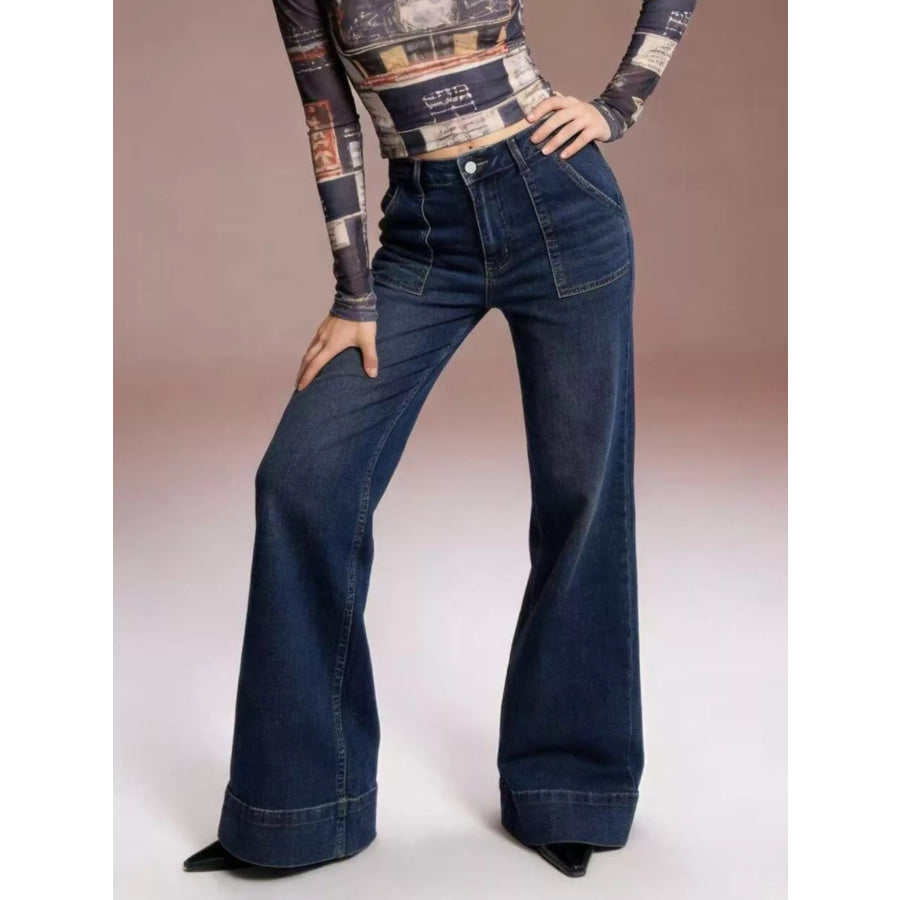 High-Waisted Flare Leg Jeans Apparel and Accessories