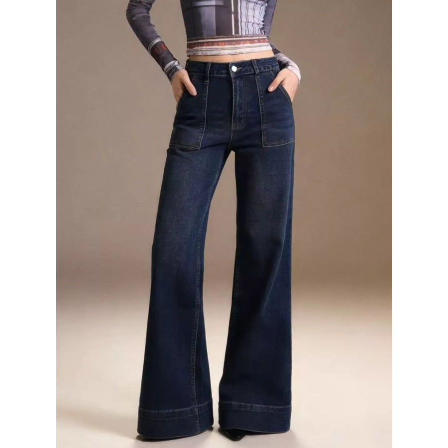 High-Waisted Flare Leg Jeans Apparel and Accessories