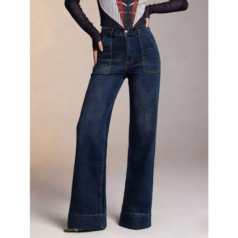 High-Waisted Flare Leg Jeans Apparel and Accessories
