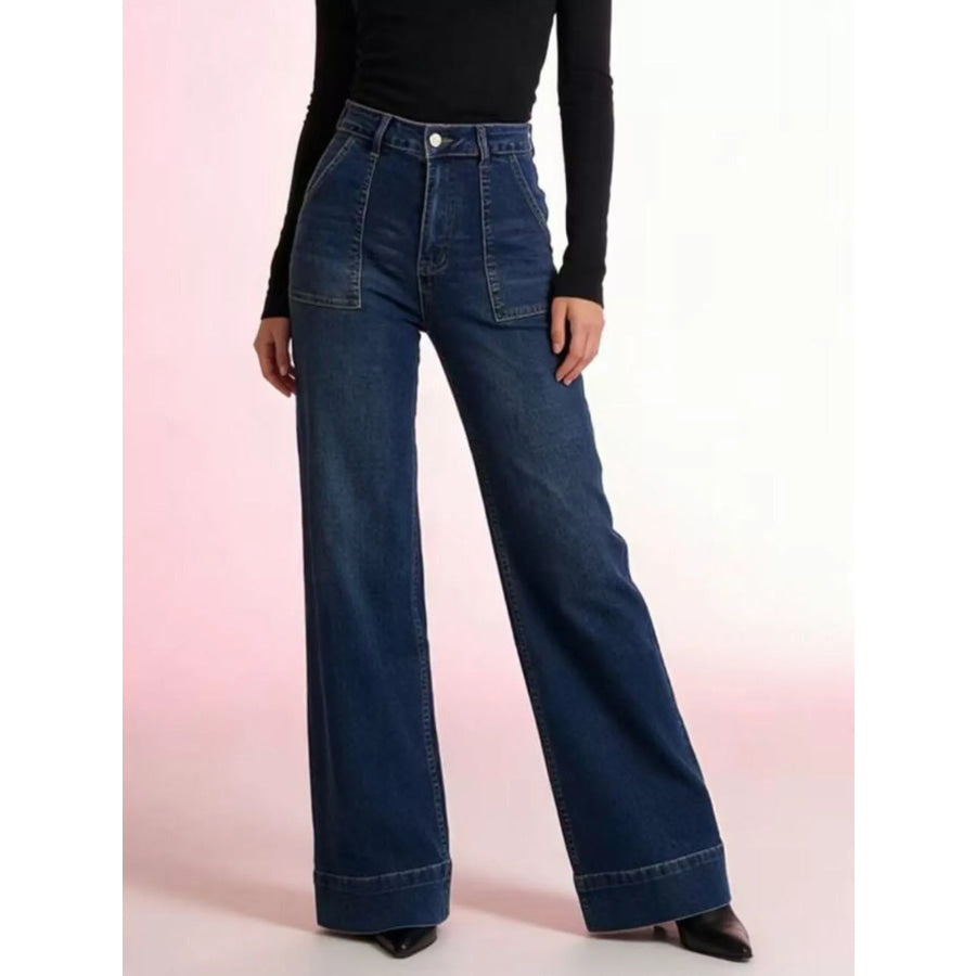 High-Waisted Flare Leg Jeans Apparel and Accessories