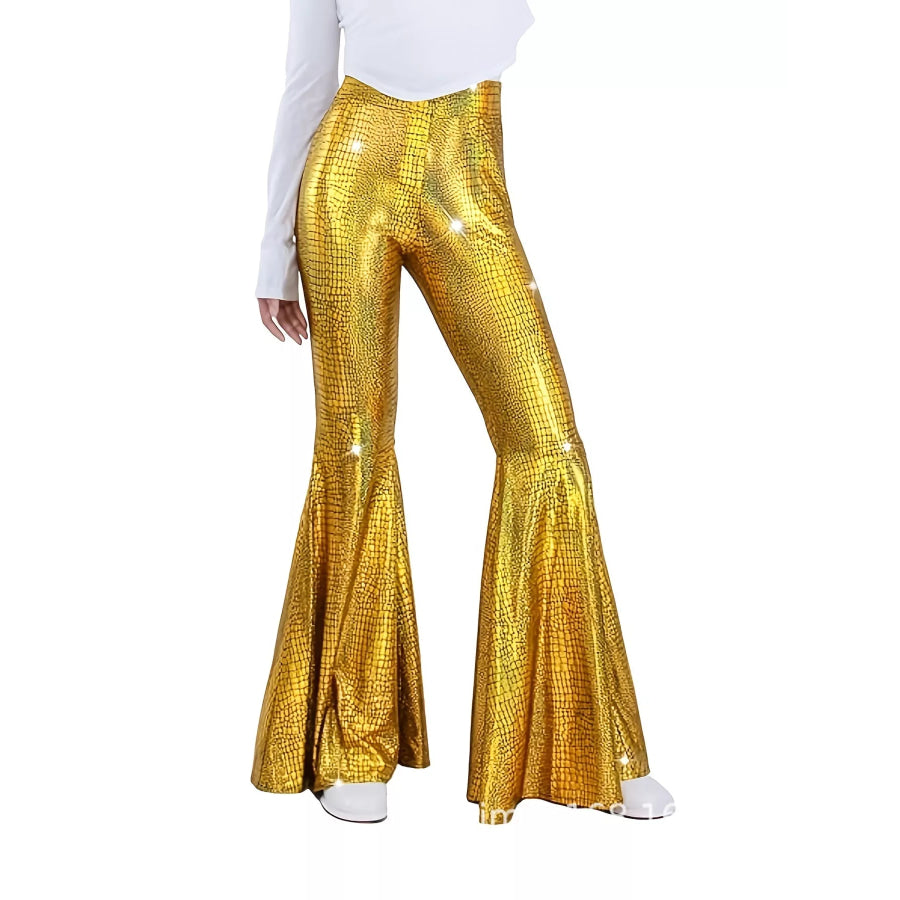 High-Waisted Flare Pants Gold / S Apparel and Accessories