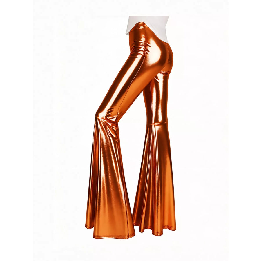 High-Waisted Flare Pants Orange / S Apparel and Accessories