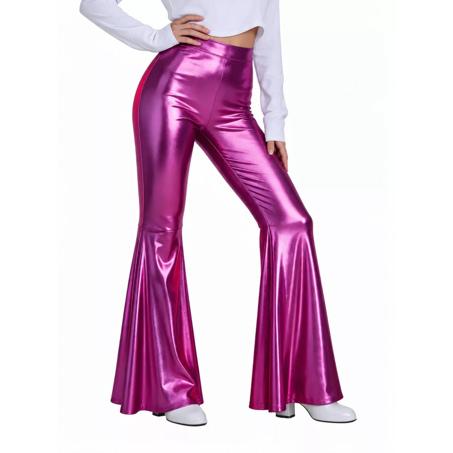 High-Waisted Flare Pants Violet / S Apparel and Accessories