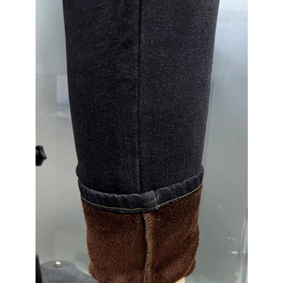 High-Waisted Fleece-Lined Skinny Jeans Apparel and Accessories