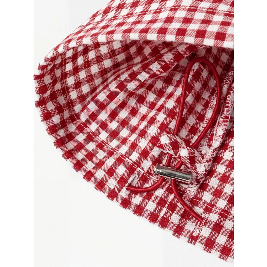 High-Waisted Gingham Wide-Leg Drawstring Pants Apparel and Accessories