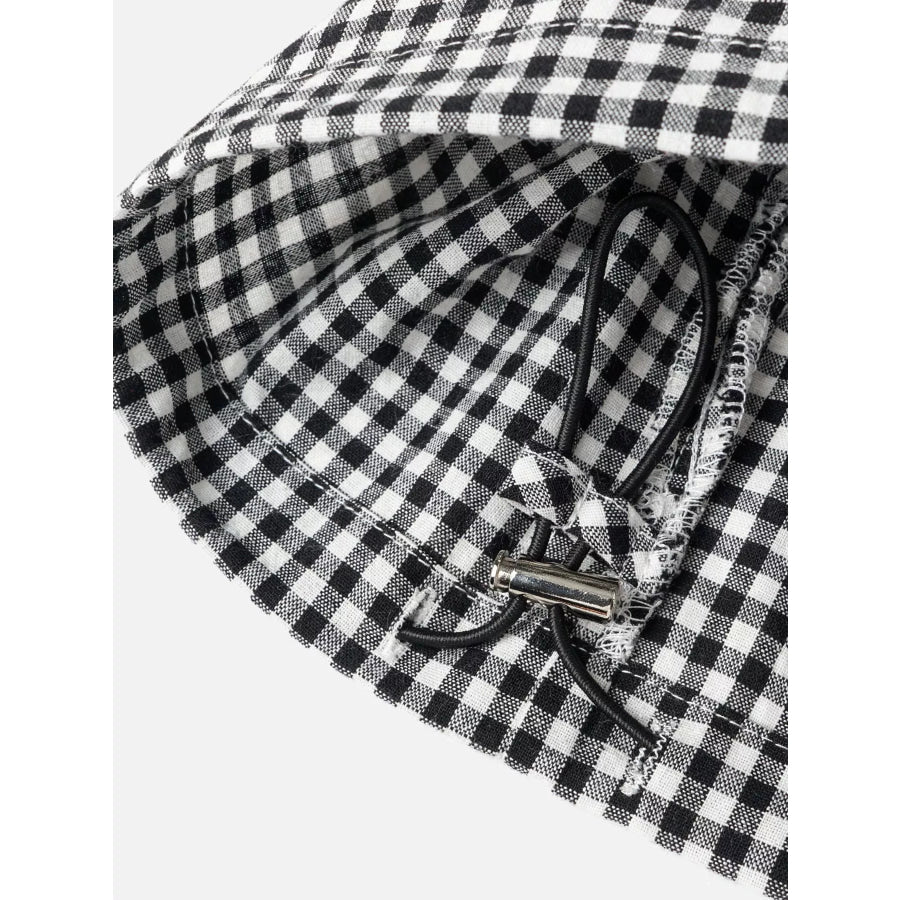 High-Waisted Gingham Wide-Leg Drawstring Pants Apparel and Accessories