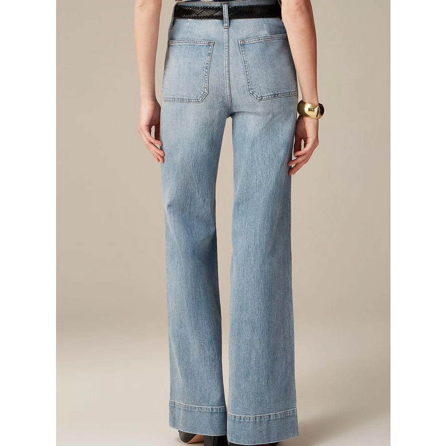 High-Waisted Jeans with Pockets Apparel and Accessories
