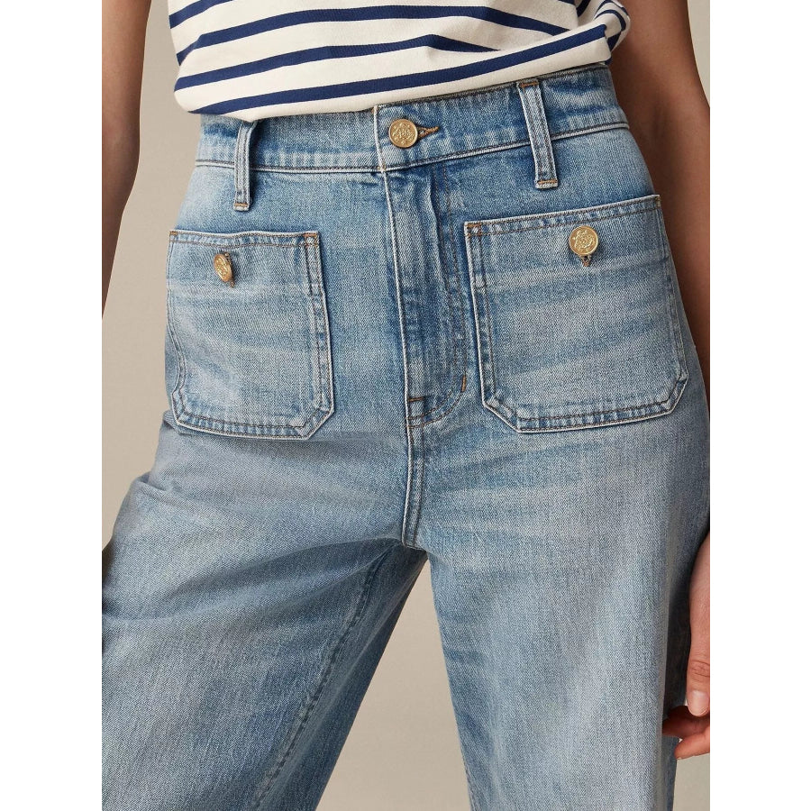 High-Waisted Jeans with Pockets Apparel and Accessories